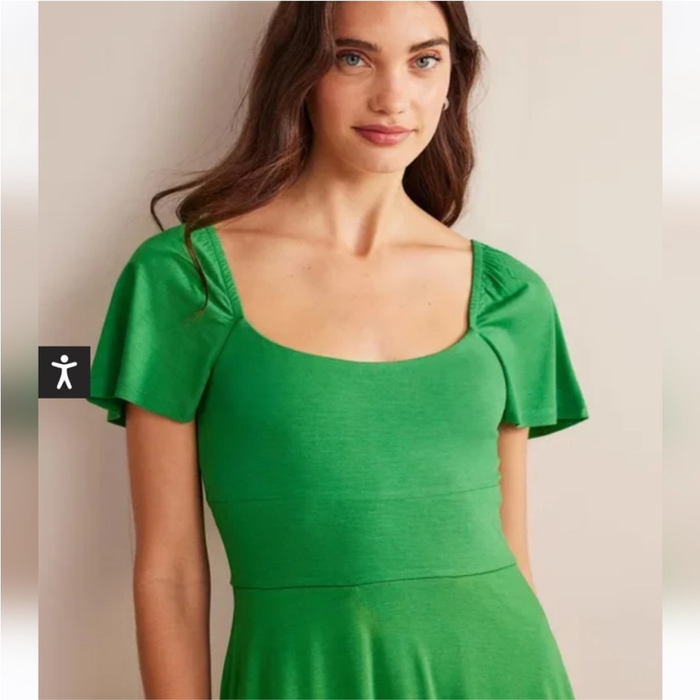 EUC boden square neck jersey mini dress green 4 small 2024 current tag - Picture 2 of 12